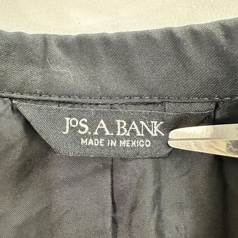 Jos A Bank Signature Men 40L Black Suit Jacket Blazer 100% Wool 2 Button Long